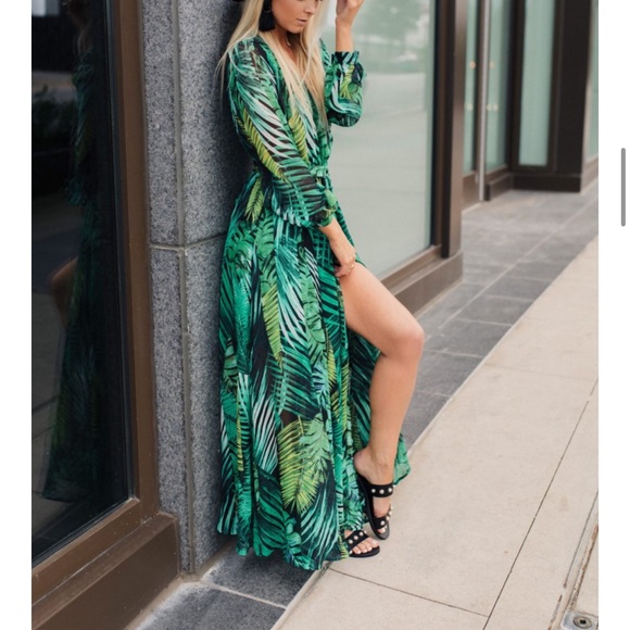 NWT Tropical Green WHY Wrapped Skirt and bodysuit Set XL - Picture 4 of 15